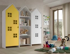 3-teiliger Kleiderschrank Casami Bruges - 173x37x172 cm - Gelb/Weiß