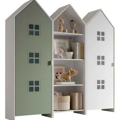 3-teiliger Kleiderschrank Casami Brügge - 173x37x172 cm - Grün/Weiß