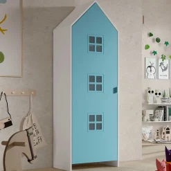 3-teiliger Kleiderschrank Casami Brügge - 173x37x172 cm - Blau/Weiß/Grün