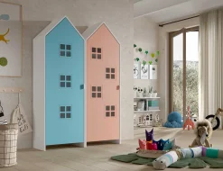 2-teiliger Kleiderschrank Casami Bruges - 115x37x172 cm - Blau/Rosa
