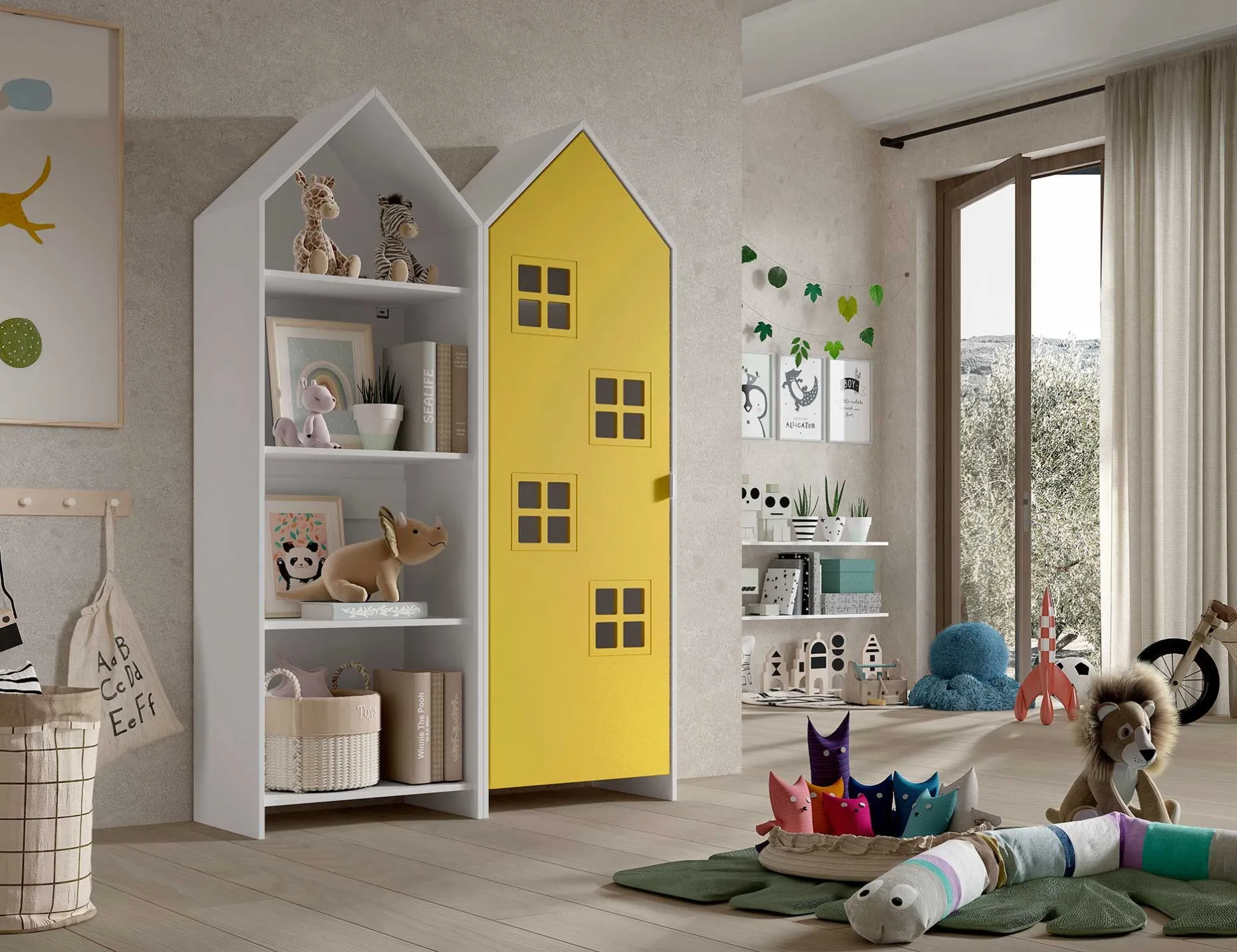 2-teiliger Kleiderschrank Casami Brügge - 115x37x172 cm - Weiß/gelb