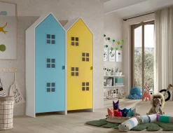 2-teiliger Kleiderschrank Casami Brügge - 115x37x172 cm - Blau/Gelb