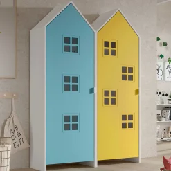 2-teiliger Kleiderschrank Casami Brügge - 115x37x172 cm - Blau/Gelb