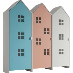 3-teiliger Kleiderschrank Casami Bruges - 115x37x172 cm - Blau/Rosa/Weiß