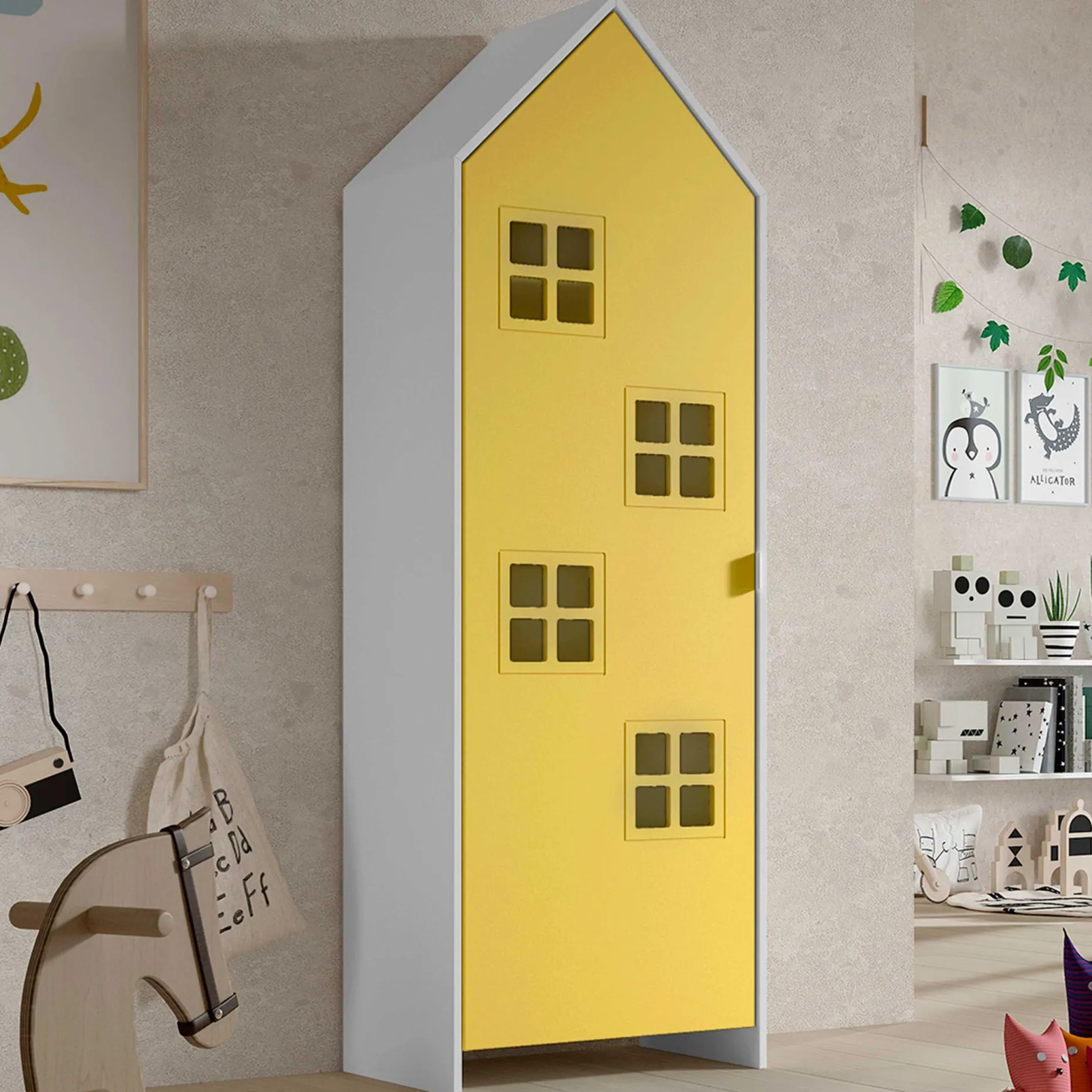3-teiliger Kleiderschrank Casami Brügge - 173x37x172 cm - Rosa/blau/gelb