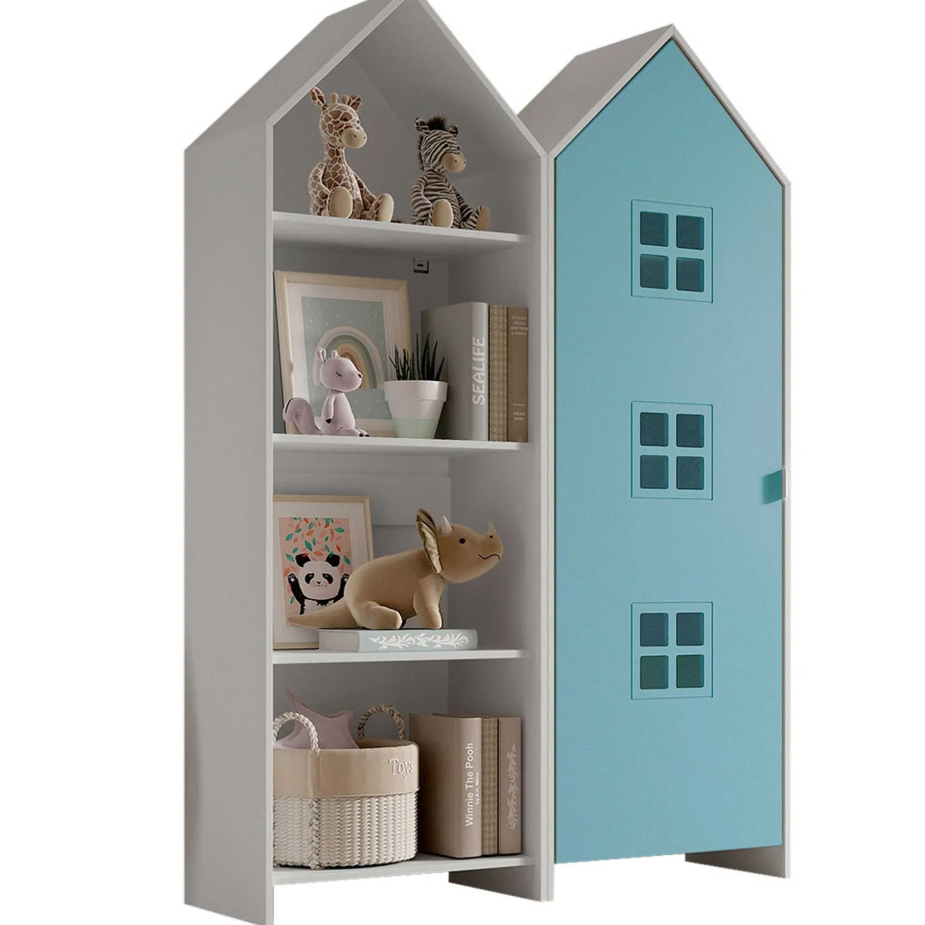 2-teiliger Kleiderschrank Casami Brügge - 115x37x172 cm - Weiß/Blau