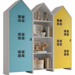 3-teiliger Kleiderschrank Casami Bruges - 173x37x172 cm - Blau/Gelb