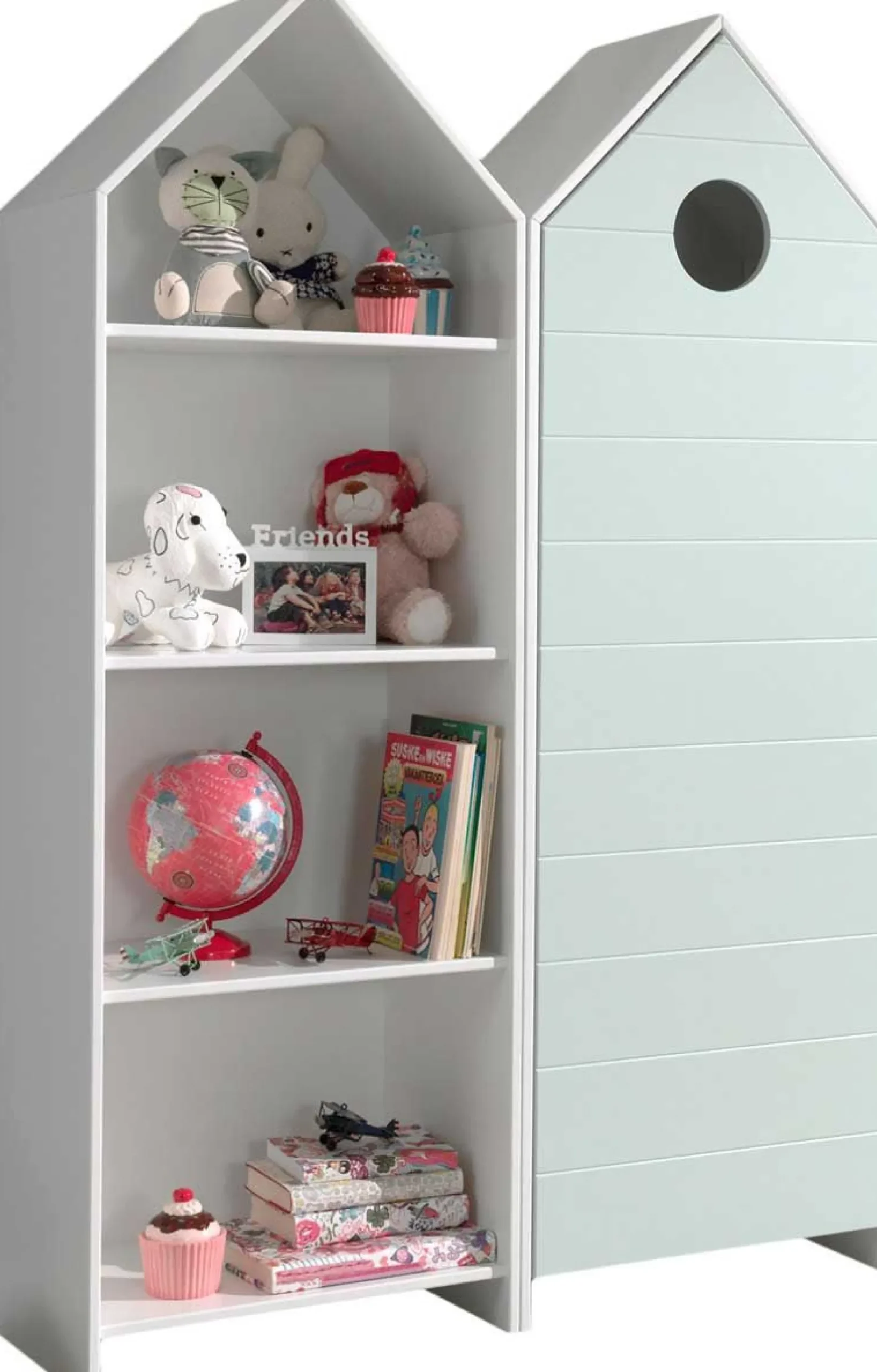 2-teiliger Kleiderschrank Casami - 115x37x172 cm - Weiß/Mintgrün