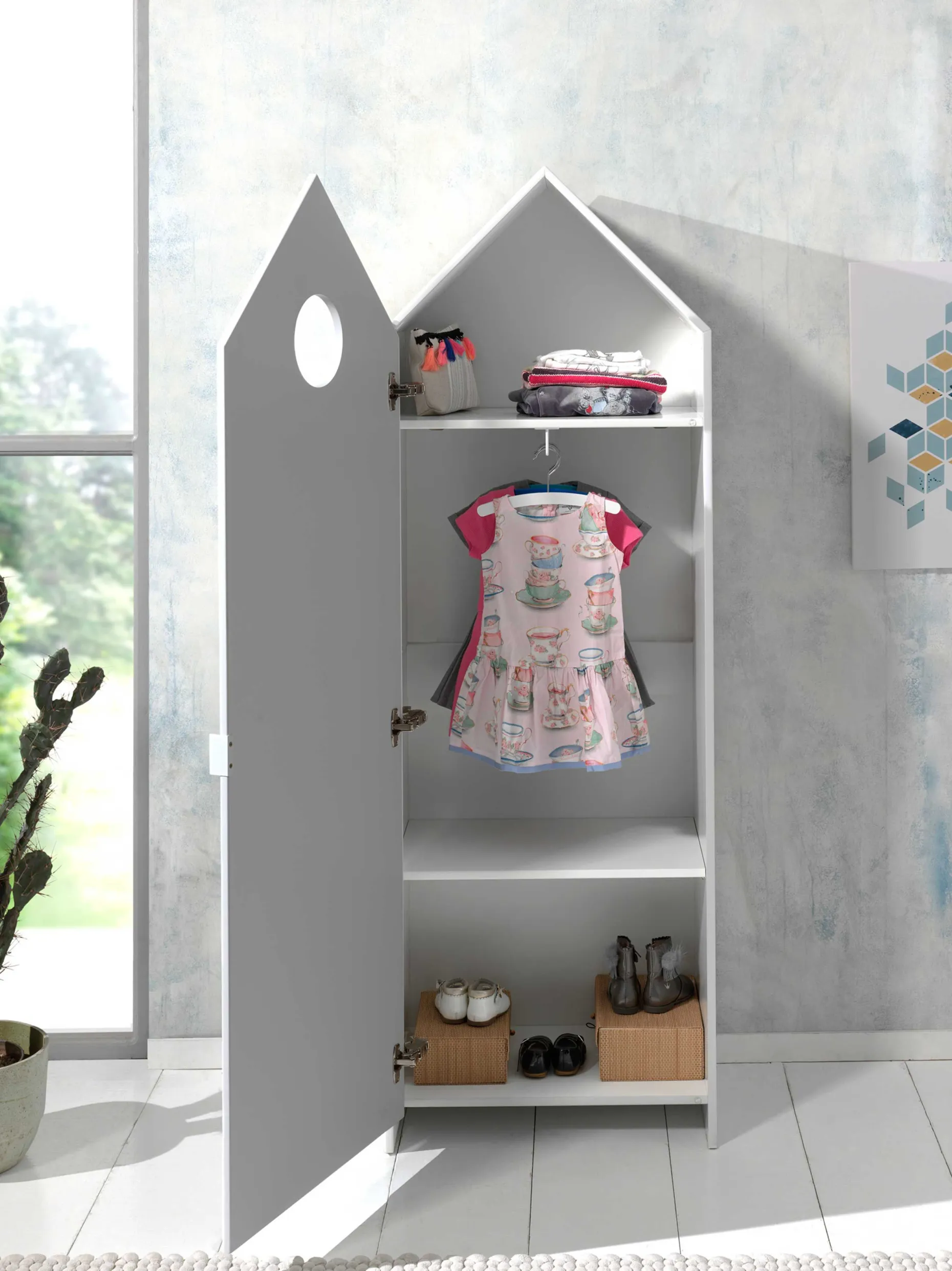 2-teiliger Kleiderschrank Casami - 115x37x172 cm - Weiß/Mintgrün