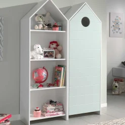 2-teiliger Kleiderschrank Casami - 115x37x172 cm - Weiß/Mintgrün