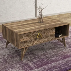 Emob Tera Home Couchtisch | Melaminbeschichtet | Walnuss | 18mm Dicke