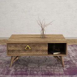 Emob Tera Home Couchtisch | Melaminbeschichtet | Walnuss | 18mm Dicke