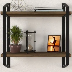 Tera Home 18mm Wandregal | Metallrahmen | Walnuss Schwarz