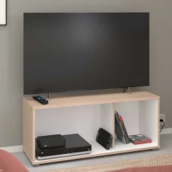 Thebe TV-Schrank - 90x33x38cm - weiß/Eiche Dekor