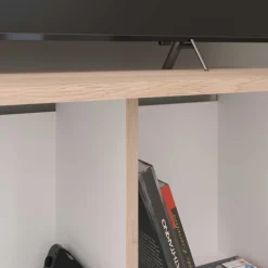 Thebe TV-Schrank - 90x33x38cm - weiß/Eiche Dekor