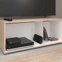 Thebe TV-Schrank - 90x33x38cm - weiß/Eiche Dekor