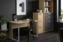 Parisot The OfficeBüro-Set : Schreibtisch 120cm, Aktenschrank, Bücherregal - Eiche Dekor