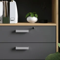 Parisot The OfficeBüro-Set : Schreibtisch 150cm, Aktenschrank, Bücherregal - Eiche Dekor