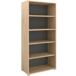 Parisot The OfficeBüro-Set : Schreibtisch 180cm, Schubladenschrank, Bücherregale, Aktenschränke - Eiche Dekor
