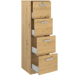 Parisot The OfficeBüro-Set : Schreibtisch 180cm, Schubladenschrank, Bücherregale, Aktenschränke - Eiche Dekor