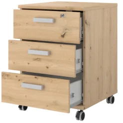 Parisot The OfficeBüro-Set : Schreibtisch 180cm, Schubladenschrank, Bücherregale, Aktenschränke - Eiche Dekor