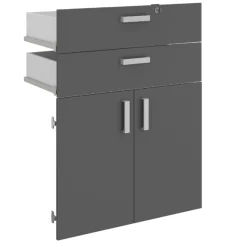 Parisot The OfficeBüro-Set : Schreibtisch 180cm, Schubladenschrank, Bücherregale, Aktenschränke - Eiche Dekor
