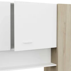 TidelleBrückenschrank - Mattweiß/Eiche Dekor