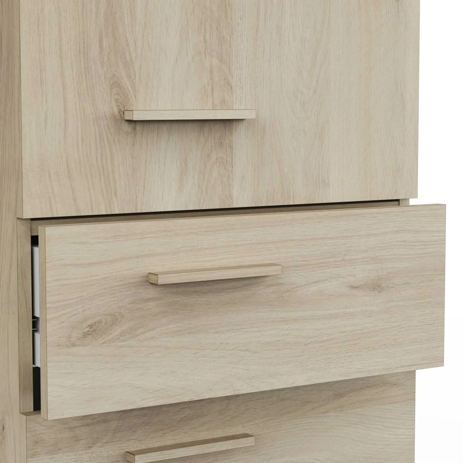 TidelleBrückenschrank - Mattweiß/Eiche Dekor