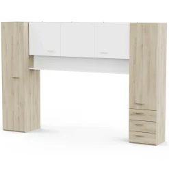 TidelleBrückenschrank - Mattweiß/Eiche Dekor