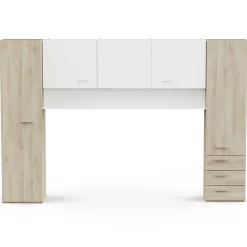 TidelleBrückenschrank - Mattweiß/Eiche Dekor