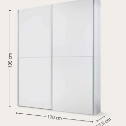 Tiempo Kleiderschrank 170x59x195cm mit zwei Türen - weiß