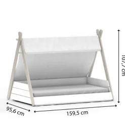 Tipi-Bett Dreamcatcher 70 x 140 cm-mattweiß/taupe/ecru
