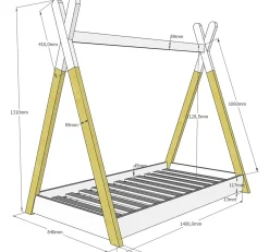 Tipi-Bett für Kleinkinder 70x140