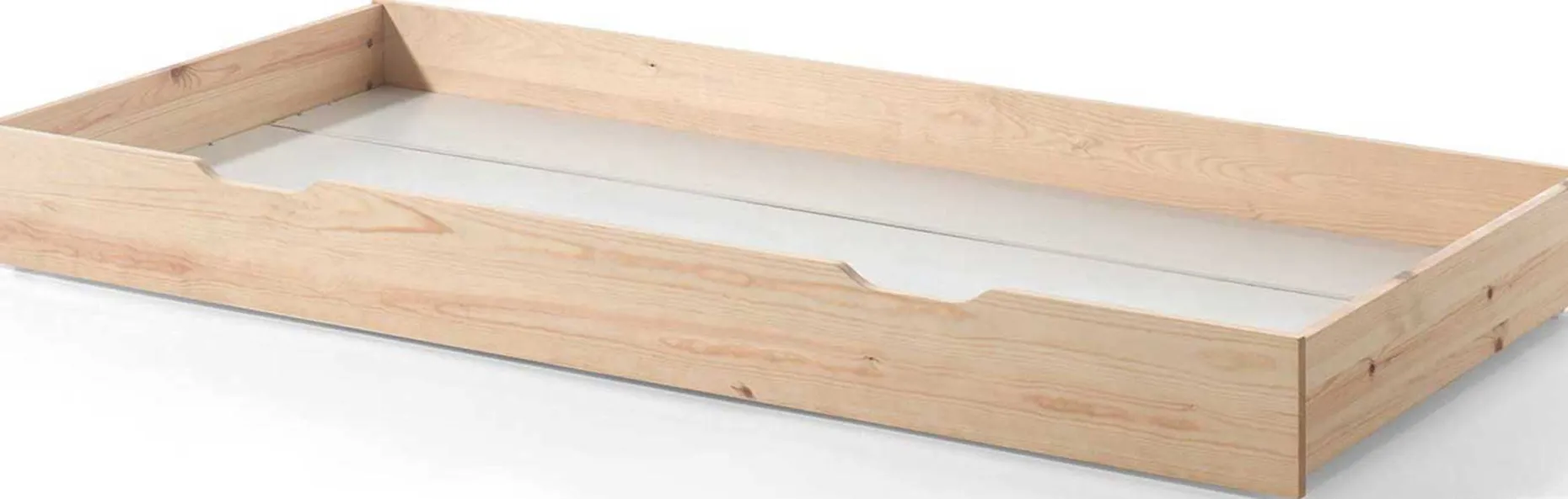 TipiBett mit Reling 90x200cm - mit Lattenrost und Bettkasten - Kiefer massiv