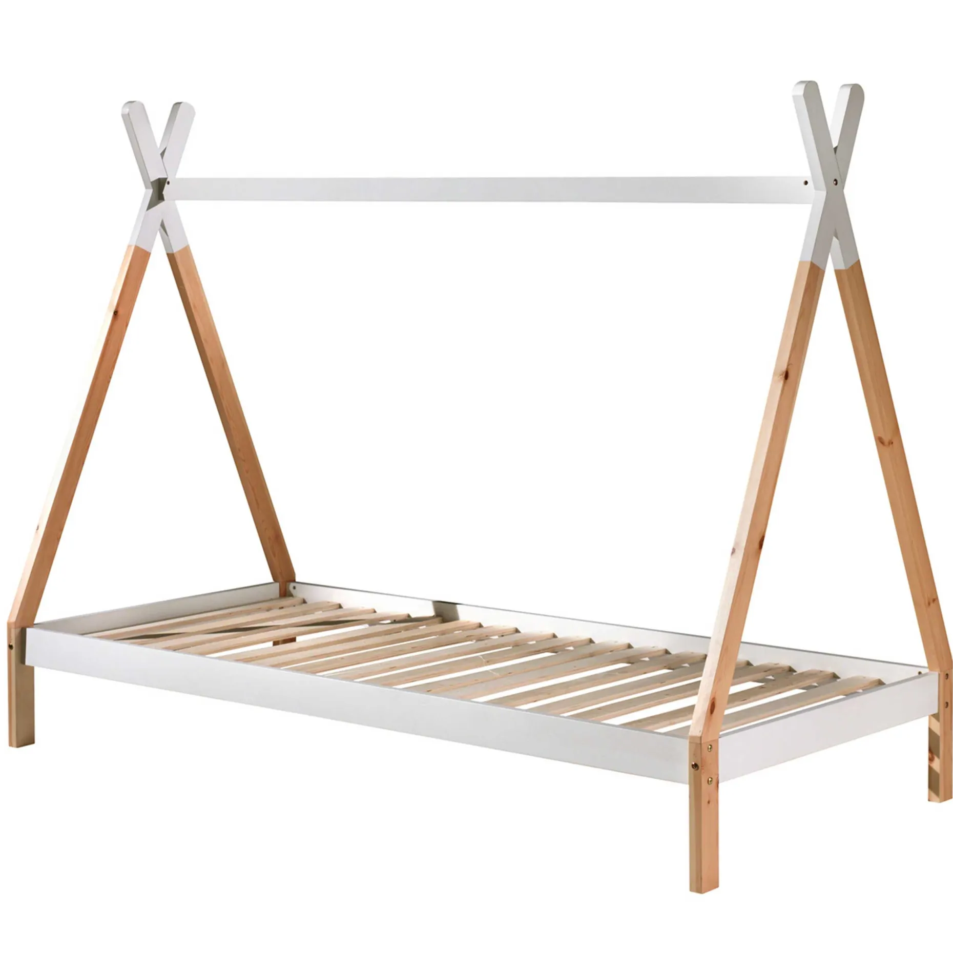 Tipi-Bett 90 x 200cm mit Bettkasten - Kieferholz
