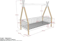 Tipi-Bett 90 x 200cm mit Bettkasten - weiß