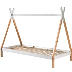 Tipi-Bett 90 x 200cm mit Schlafzelt und Bettkasten - weiß