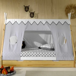 Tipi-Bett 90 x 200cm mit Schlafzelt und Bettkasten - Kieferholz