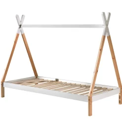 Tipi-Bett 90 x 200cm mit Schlafzelt und Bettkasten - Kieferholz