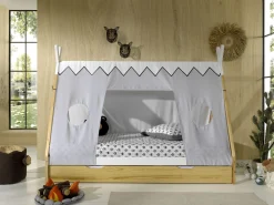 Tipi-Bett 90 x 200cm mit Schlafzelt und Bettkasten - Kieferholz
