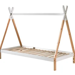 Tipi-Bett 90 x 200 hoch mit Schlafzelt - weiß/kieferholz