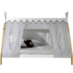 Tipi-Bett 90 x 200 hoch mit Schlafzelt - weiß/kieferholz
