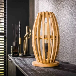 Emob Tischlampe Vivian - 20x20x38 cm - Mangoholz/