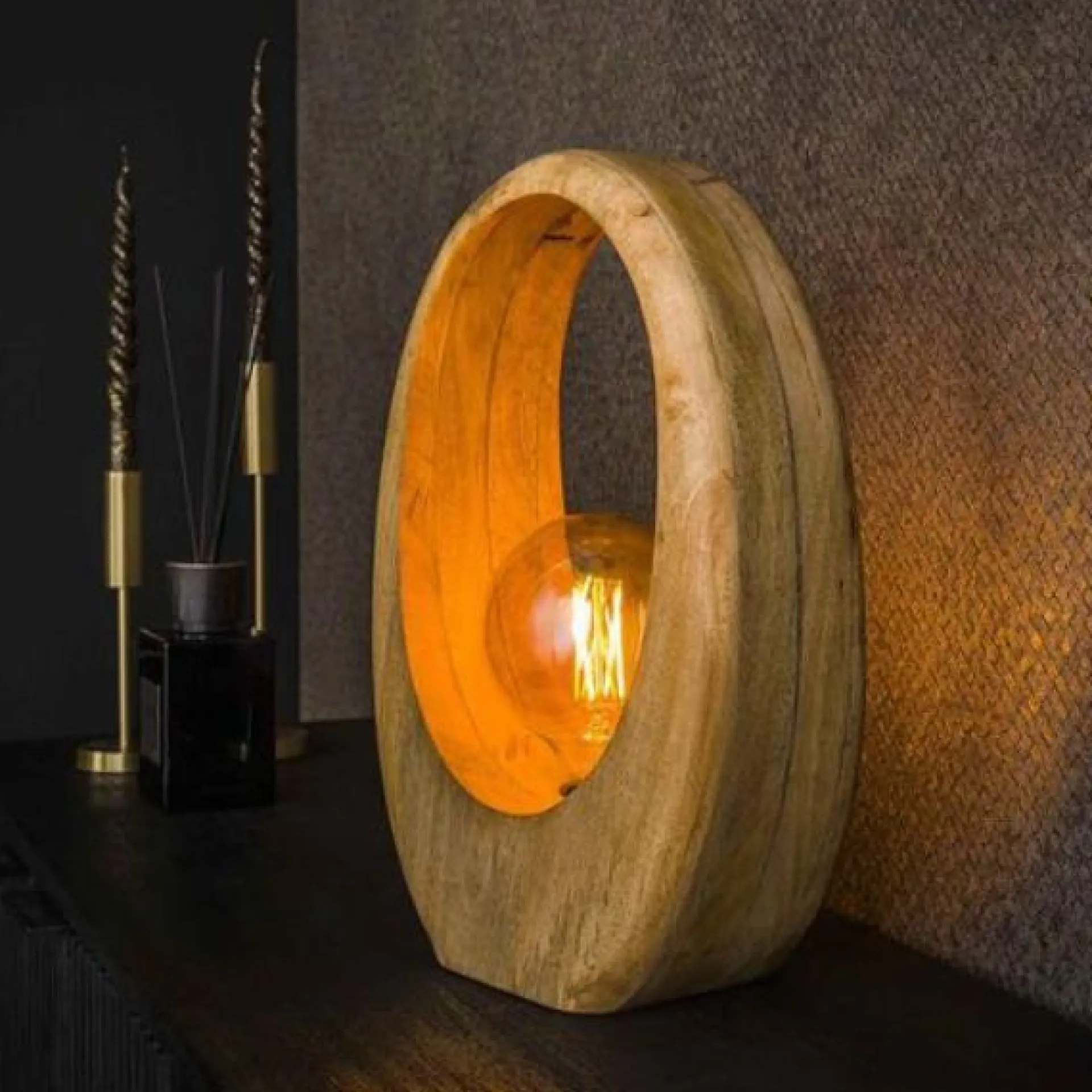 Emob Tischleuchte Hirt | 30 x 13 x 43 cm | Mangoholz massiv