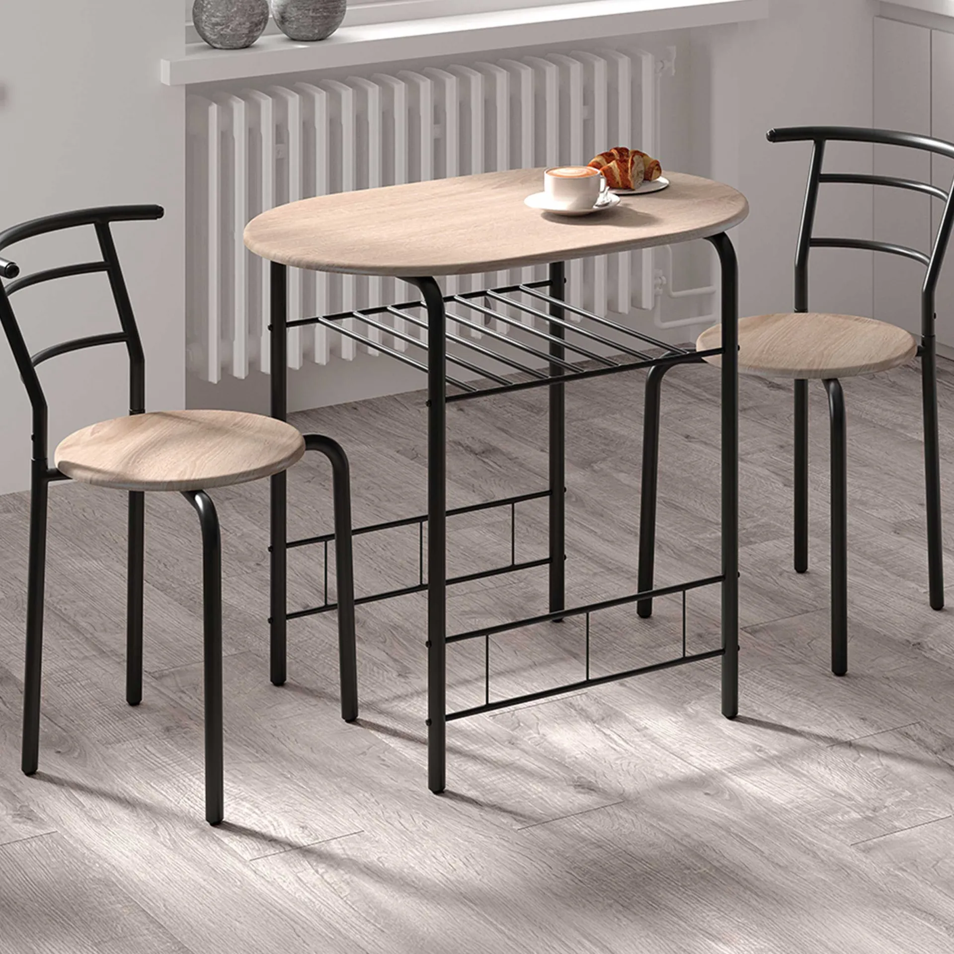 Rousseau Tisch mit 2 Stühlen Ada-sonoma Eiche/es Metall