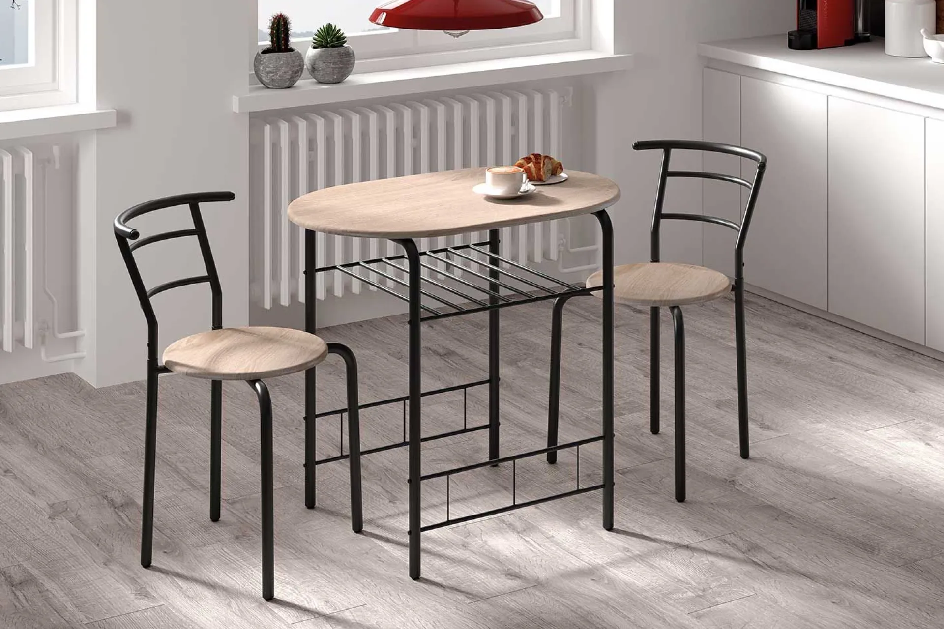 Rousseau Tisch mit 2 Stühlen Ada-sonoma Eiche/es Metall