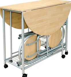 Poldimar Tischset Beatrice, auf Rädern, 2 Stühle - Holz/metallic