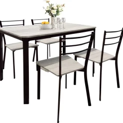Poldimar Tischset Lily, 4 Stühle - beige/schwarz