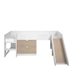 Tobo Halbhochbett mit Rutsche 90x200 - Eiche/Weiß