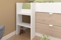 Tobo Halbhochbett mit Rutsche 90x200 - Eiche/Weiß
